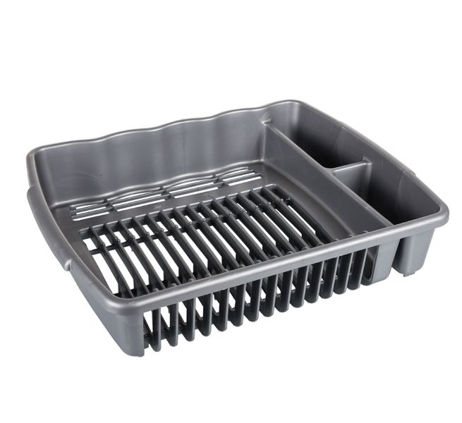 Grey Plastic Dish Drainer for Kitchen Sink - 39 x 31cm