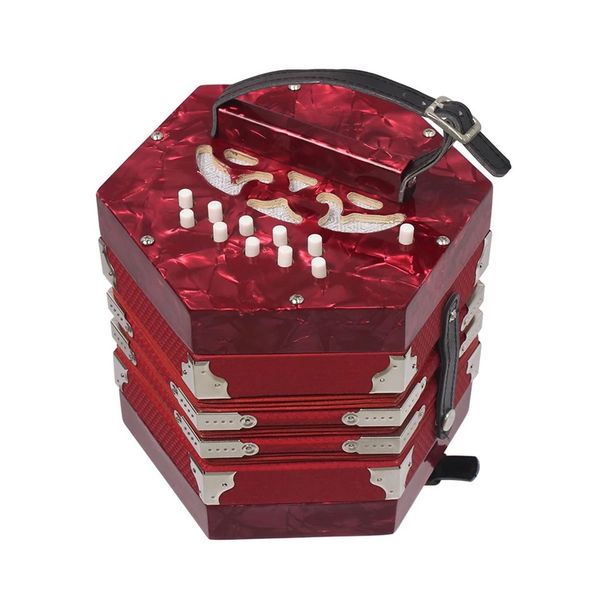 Red Concertina 20 Hole with Hard Carry Case