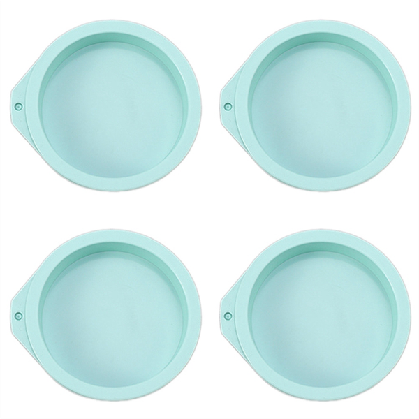 4Pcs Cake Pan Round Layer Set Silicone Bakeware Mold,Blue,4Inch