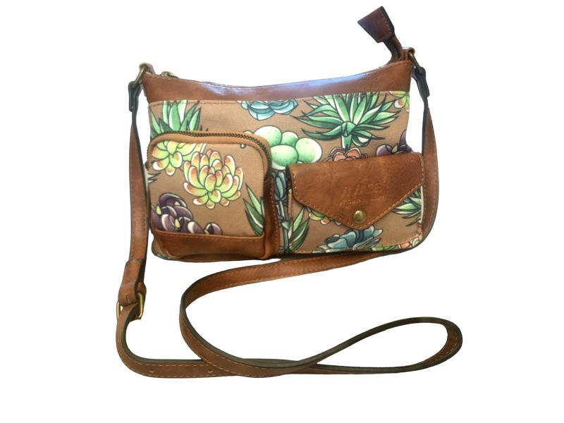 Vivace Succulent PU Leather and Canvas Bag