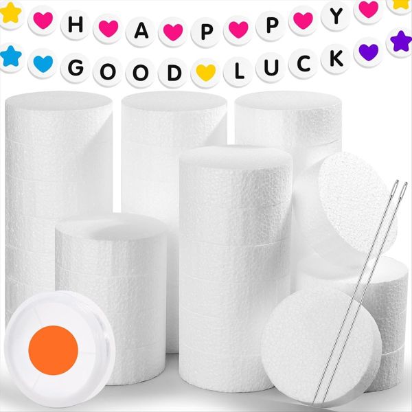 36 Pcs Craft Foam Circles with Fishing Line and Needle 3 Inch Round