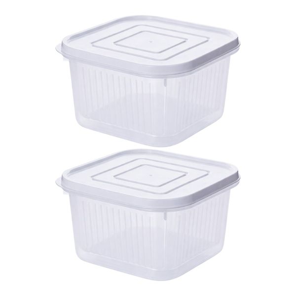 2 Pack - Square Fresh-Keeping Food Storage Container - White