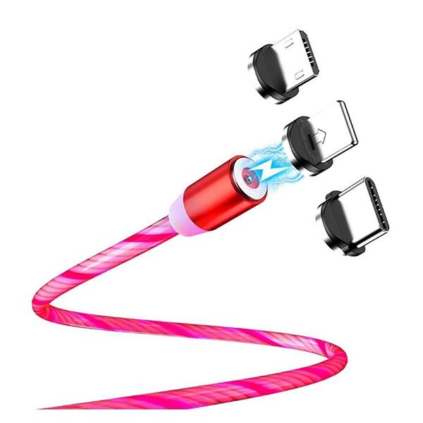 2Metre, 3in1 LED Light Magnetic Connector Fast Charge &amp; Data Transfer Cable