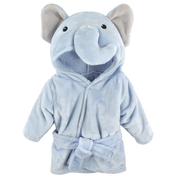 Baby Bathrobe Ultra Soft Blue Elephant - One size (0-9 mths) - Hudson Baby