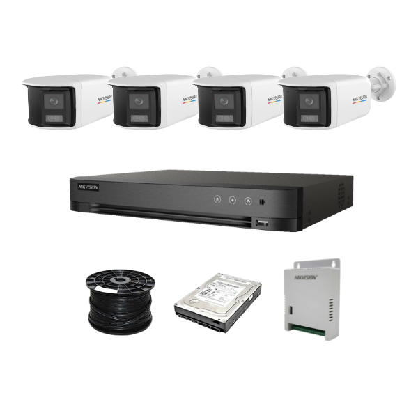 HikVision 8ch Turbo HD Kit - 4xHikvision 5MP 3K ColorVu Audio Dual-Lens Cam