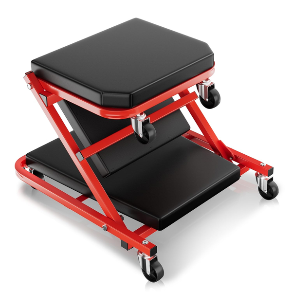2-in-1 Foldable Creeper Seat - Z-Shaped Rolling Mechanic Stool - 36 Inch