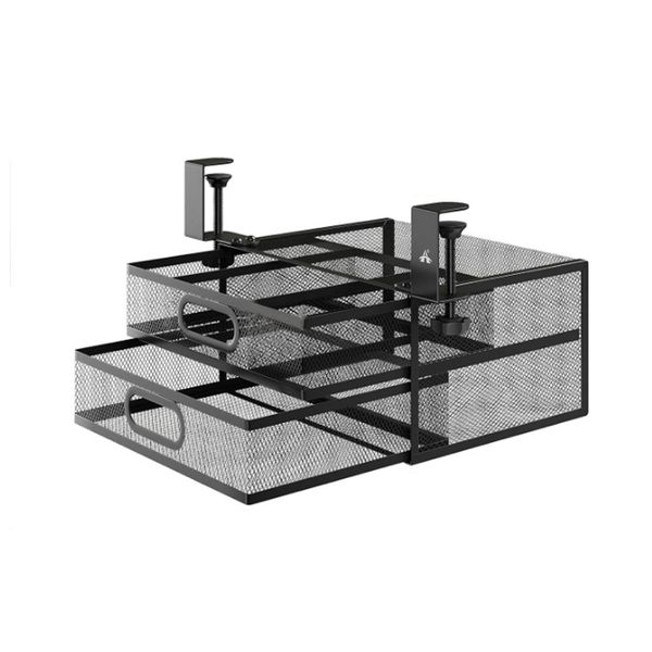 ALANES Sliding Under Desk Drawer Organizer 2 Drawers Slide Out Desk Storage
