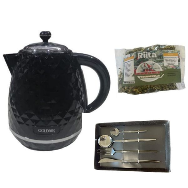 Plastic 1.7 L Kettle &amp; Immune Booster + Kitchen Cuddlery Set