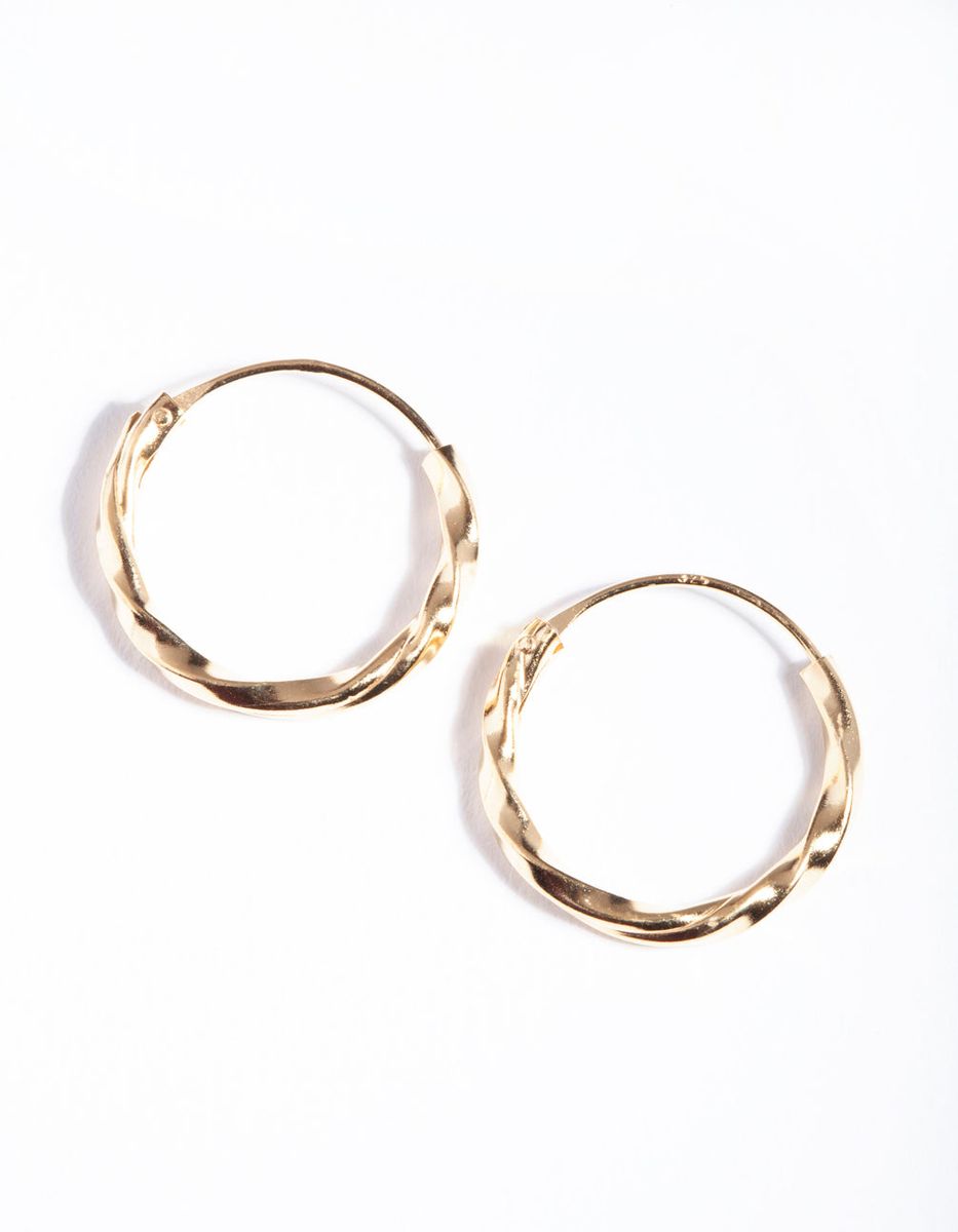 Gold Plated Sterling Silver 13mm Twist Hoop Earrings | Shop Today. Get ...