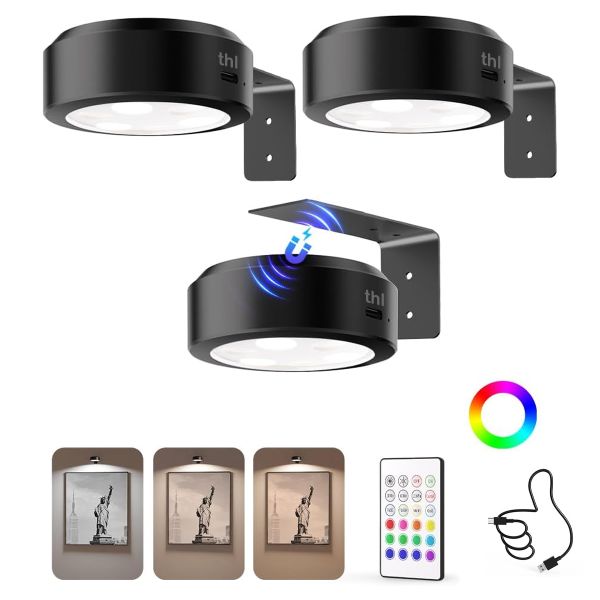 thl Picture Lights for Wall, Magnetic Poster Lights,3 Color Temps &amp; 12 RGB