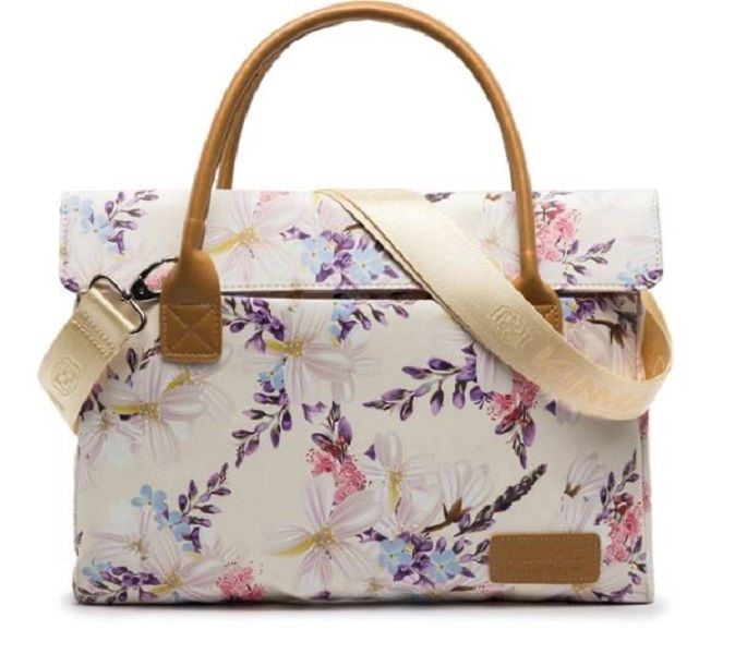 TUFF-LUV Ladies Floral Waterproof Canvas Tote Laptop Bag 15.6 - Beige