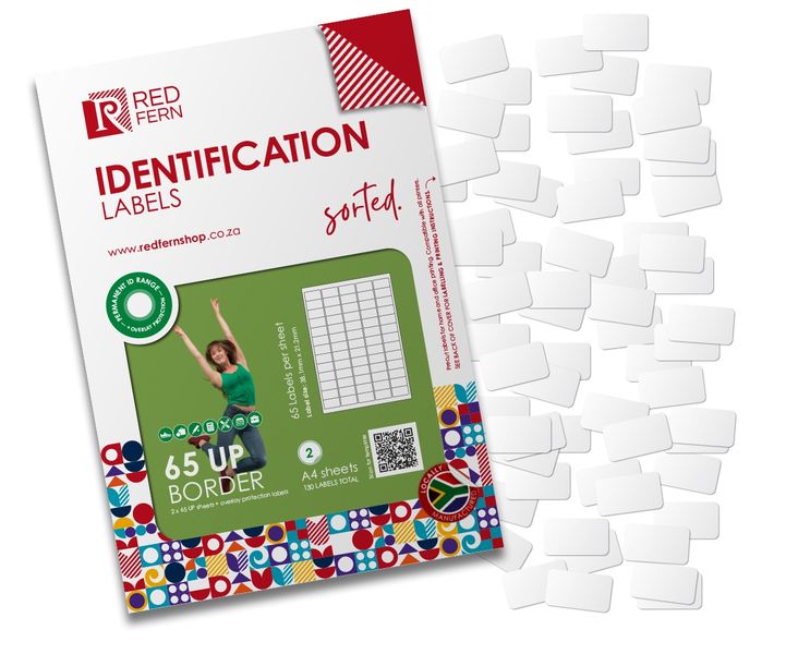 Redfern Identification 65up A4 Self-Adhesive Label Pack (With Clear Labels)