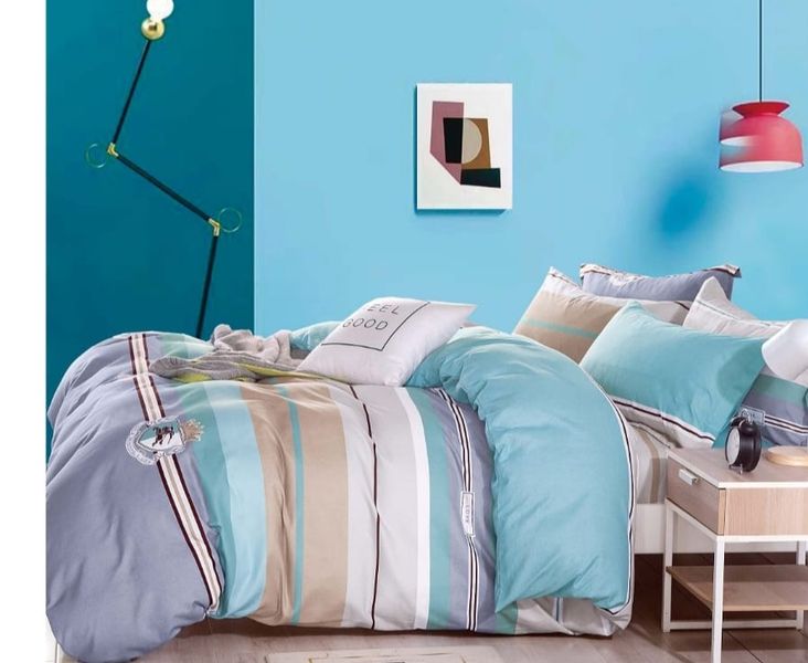 MUT : 3 Pieces Soft Touch Three Quarter Duvet Cover Set : Blue / grey