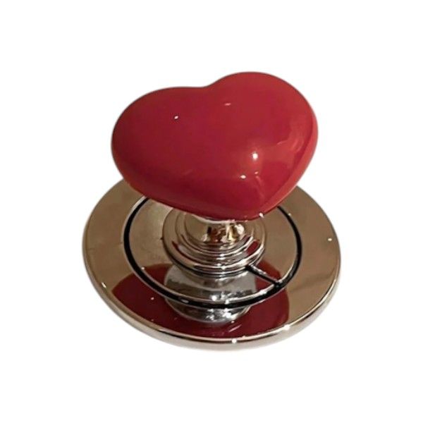 Heart-Shaped Decorative Bathroom Toilet Flush Button - Silver and Red