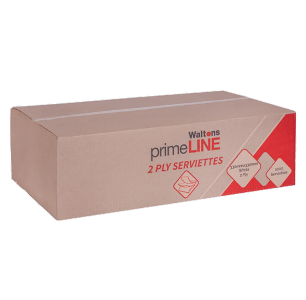 Primeline - 2 Ply White Paper Serviettes 330x330mm Pack of 1000