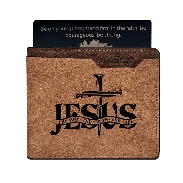 JesusPU Leather Christian Bifold Wallet