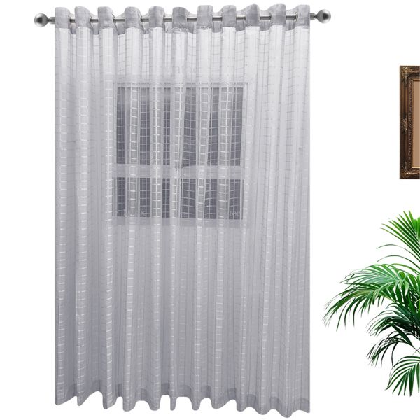 Grid Voile - Grey - Eyelet image