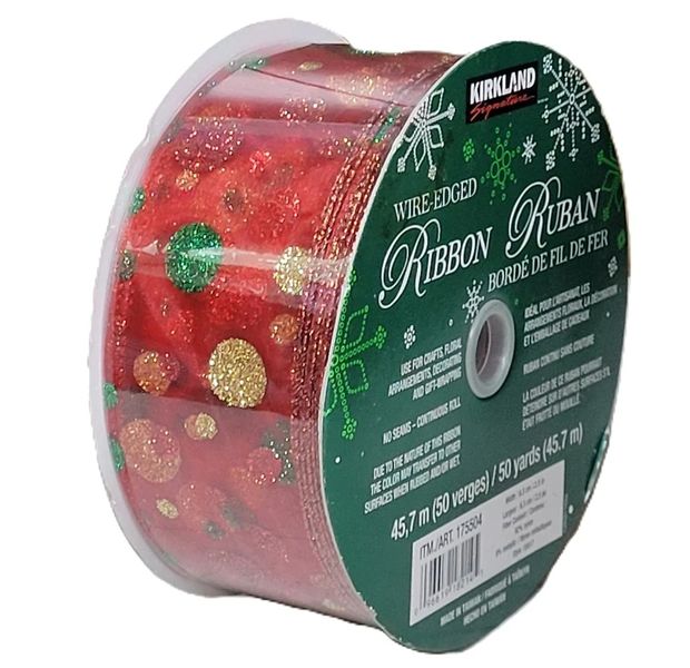 Kirkland 45.7m Wire Edged Ribbon - Red Polka Dot