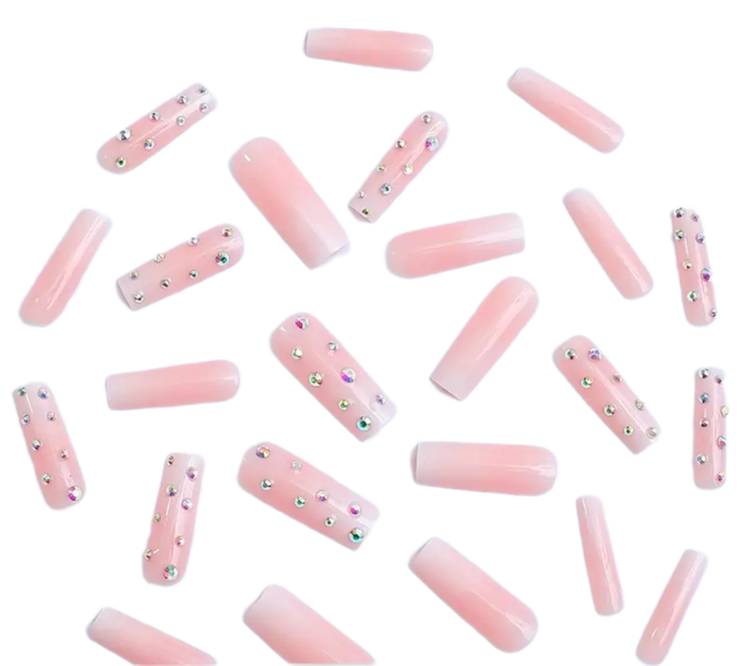 24 piece Square Diamond Press On Nails