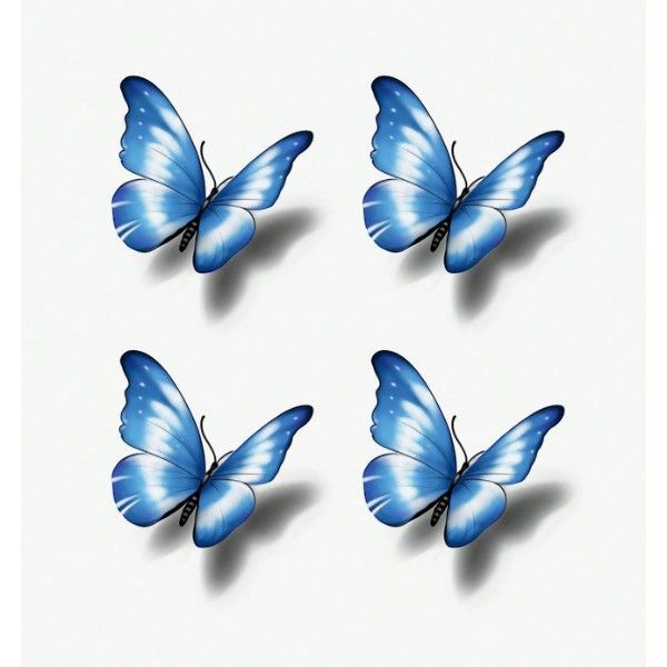 Realistic Blue Butterfly Temporary Tattoo Stickers - 4-Pack