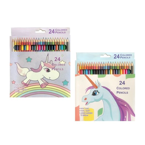 24 Colouring Pencils in a Unicorn Box (Pack of 2)