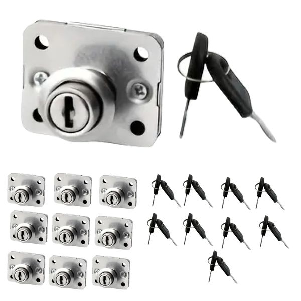 Tool DIY Silver Cabinet Drawer Latch Locks And Keys 10 Pieces - 4.2cm