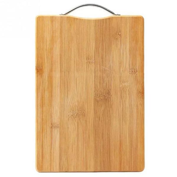 Rectangle Bamboo Wooden Cutting Board with Metal Handle (30 x 20)