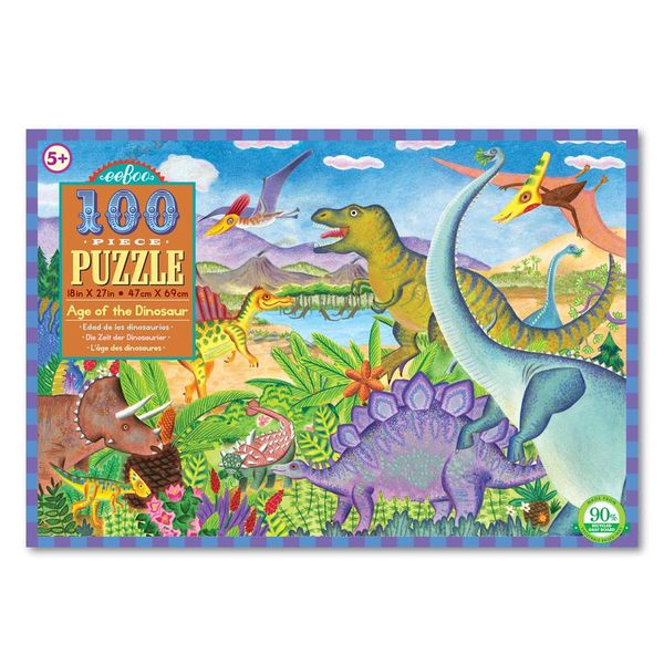 eeBoo - Age of the Dinosaur - 100 Piece Jigsaw Puzzle for Kids