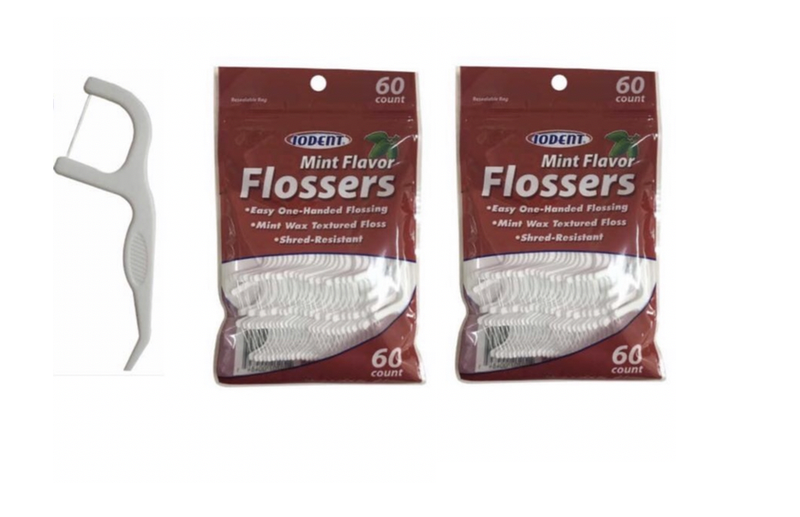 Dental Floss Picks Mint Flavour 60 Picks - Pack of 2