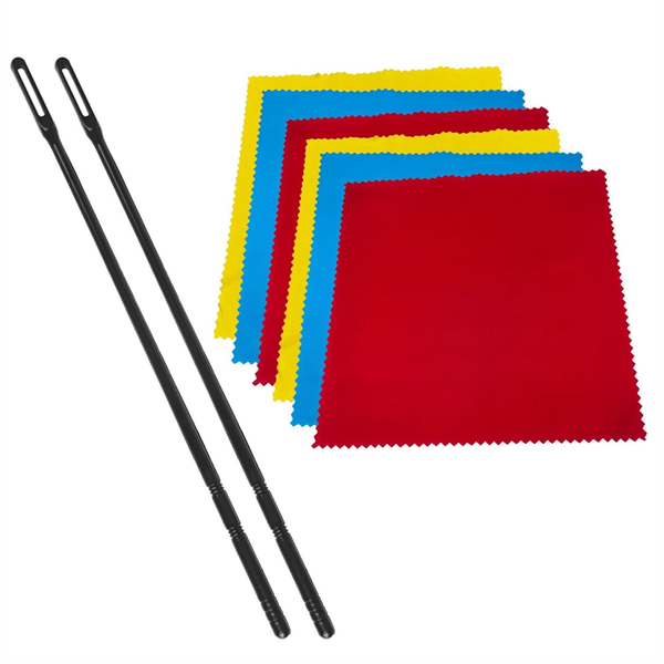 Flute Cleaning Rod + 6 Piece Cleaning Cloth (Black&amp;Red&amp;Yellow&amp;Blue)