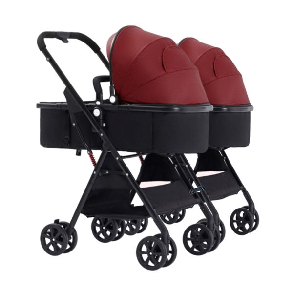 Perfect Two Seats Riding Twin Baby Stroller Traveling System ( Red)