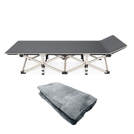 Foldable Stretcher Bed Portable Metal Frame Camping Bed with Soft Mat Image