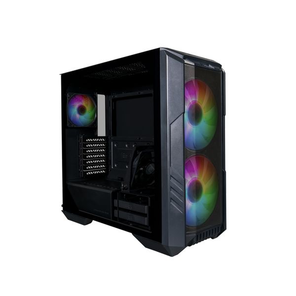 Cooler Master HAF 500 Mid Tower Case TG &amp; Dual 200mm ARGB Fans - Black