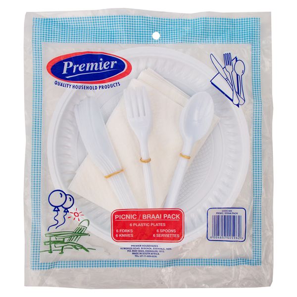 Premier Housewares Picnic/Braai Pack | 6 Settings Per Pack | 5 Packs Total