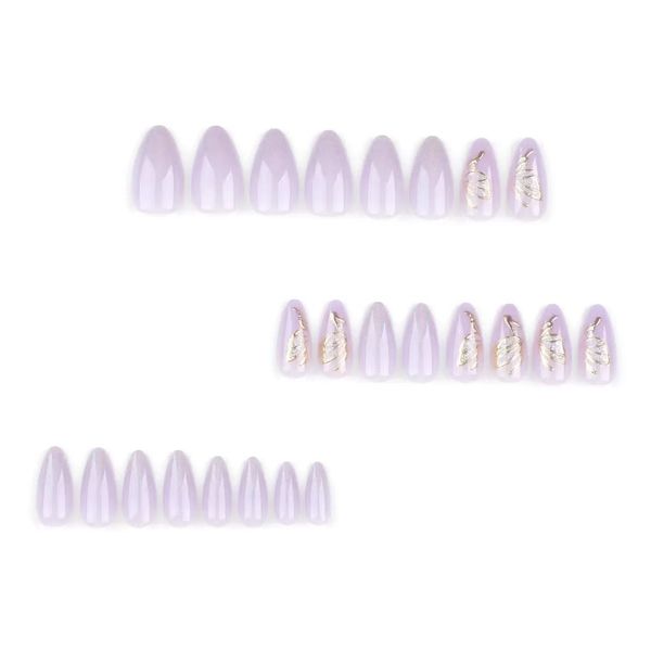 Simple Purple Butterfly Nail Art Set With Full Coverage False Nail Tips