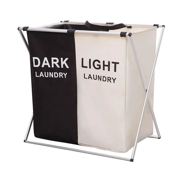 Detachable 2 Color Laundry Basket with Aluminum Frame F49-8-759