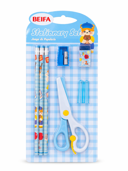 BEIFA Kids Stationery Set - Pencil, Scissors, Sharpener &amp; Eraser (Set of 1)