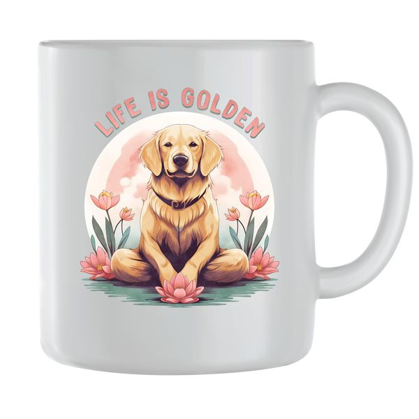 Golden Life Coffee Mugs for Men Women with Golden Retriever Graphic Cups109