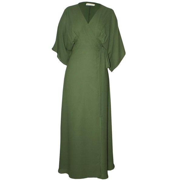 Nucleus Balcony Dress in Olive Green Chiffon
