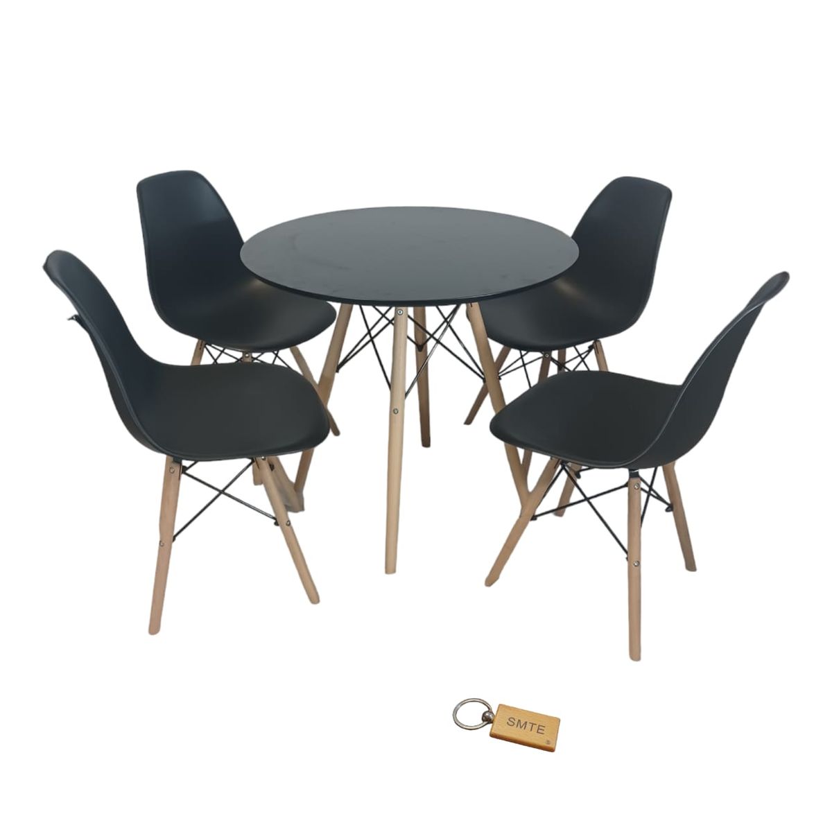 Smte-Black Chair with Black table withSmte Keychain-Set with 4 Chair ...