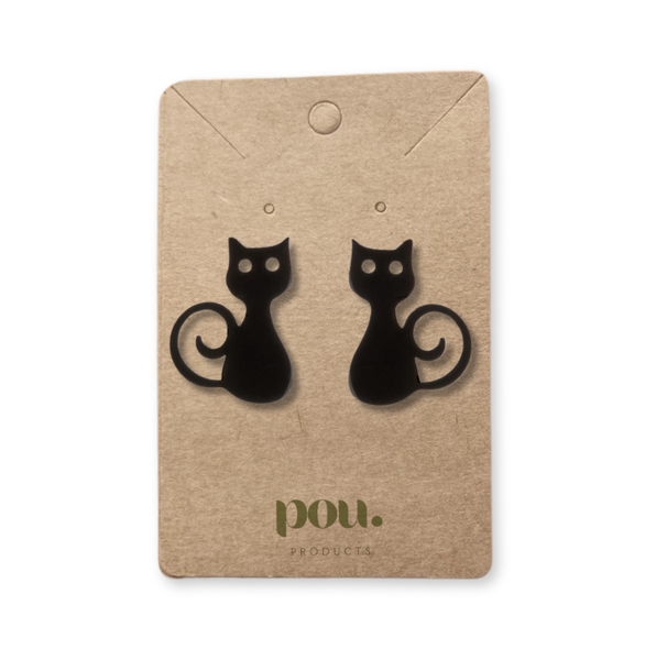 POU Black Cat Earrings Stainless Steel Set for Women &amp; Girls