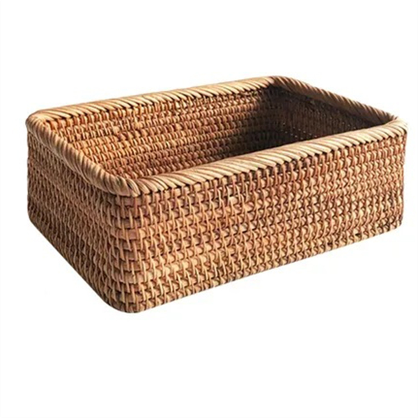Hand-Woven Wicker Basket Fruit Tea and Bread Basket for Cosmetics