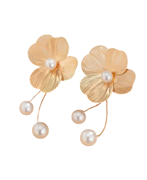 Ginkgo Leaf &amp; Flower Tassel Earrings for Women