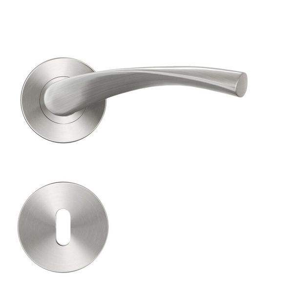 Dhr2023 Door Handle Rosace Arosa Set 8 Nickel Brushed Glossy