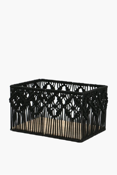 Black Macrame Storage Containers