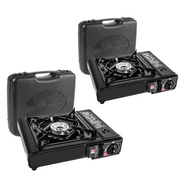 2 Single Burner Butane Canister Stoves with Travel Case