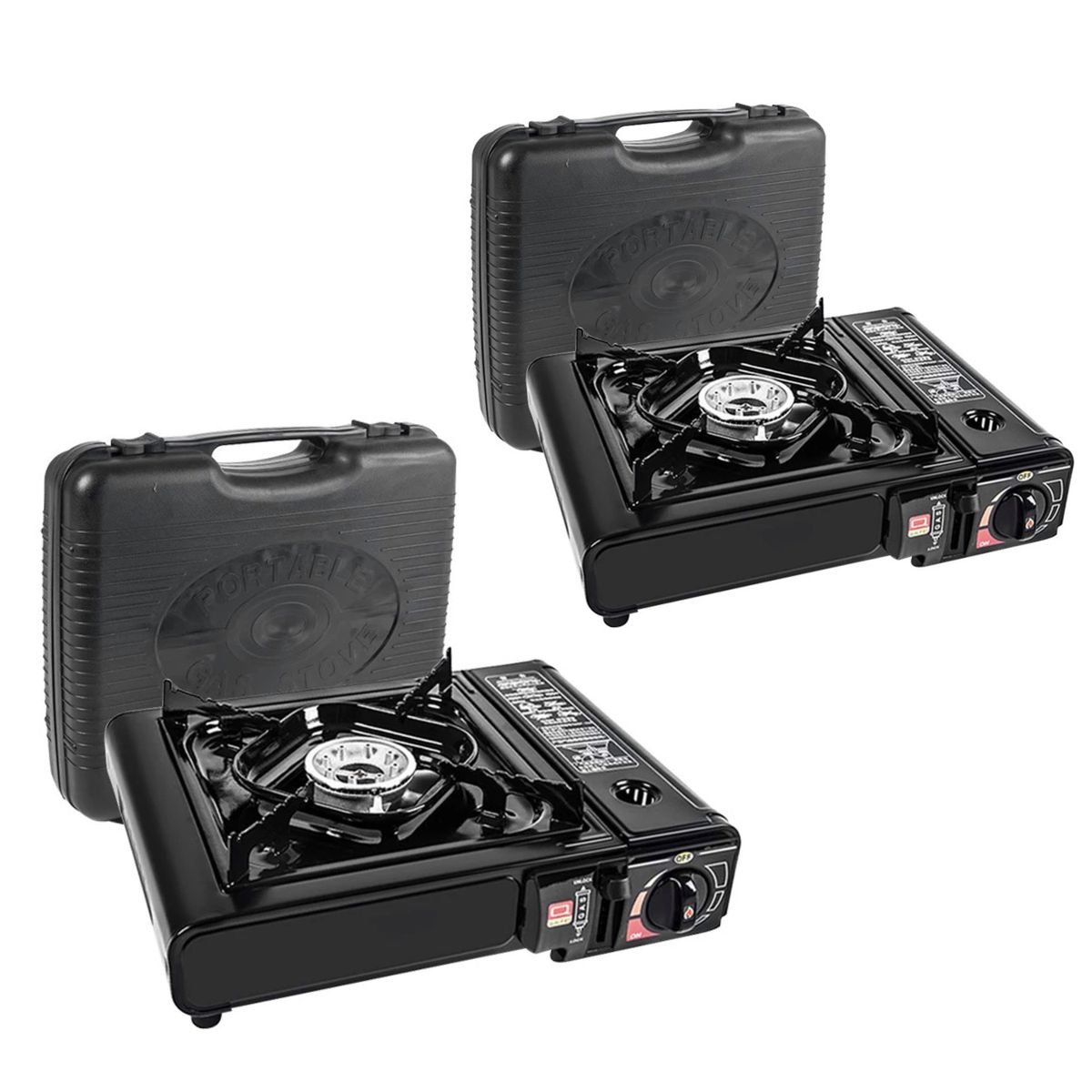 2 Single Burner Butane Canister Stoves with Travel Case Shop Today