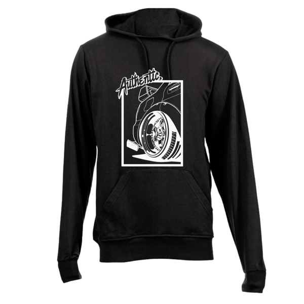 Black Brushed Cotton Hoodie - Authentic Rims Graphic