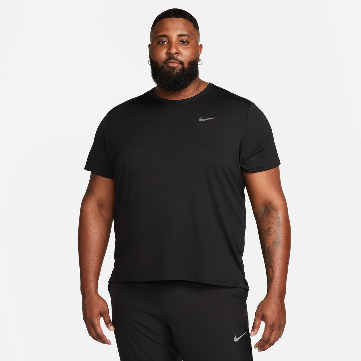 Nike Men's Miler Dri-FIT UV Short-Sleeve Running T-Shirt - Black/Silver ...