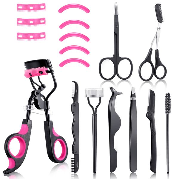 9-in-1 Eyelash Curler &amp; Brow Grooming Kit-Wide Angle Lash Curler with Comb